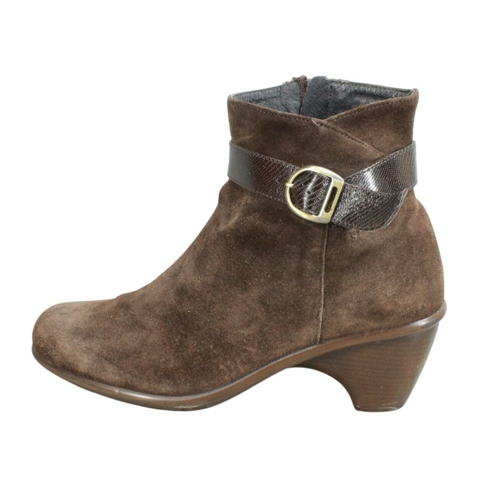Dansko Hartley Women's Brown Suede Buckled Side Zip Ankle Boots Size 39 US 9